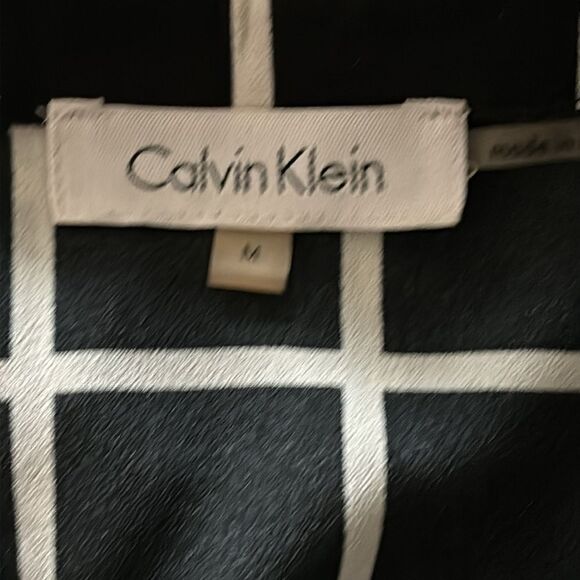 Calvin Klein Black/White Windowpane Print Blouse – Size M - Picture 5 of 6